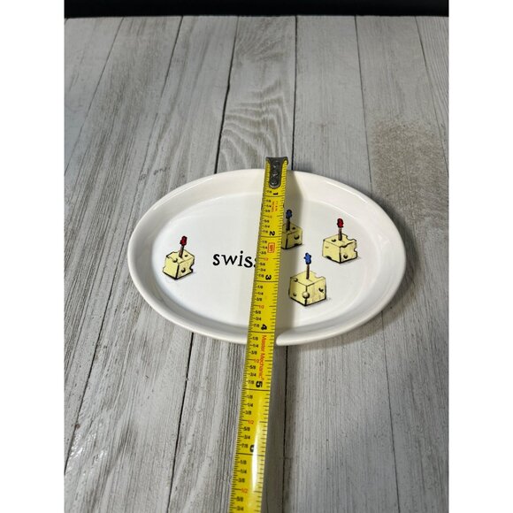 Cheddar & Swiss Cheese Appetizers Plates Oval White - Set Of 2 - Picture 9 of 9